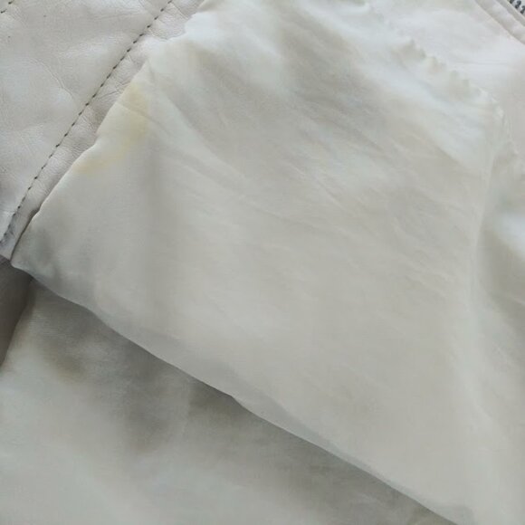 J2 women's size M faux leather cream color moto jacket - Picture 10 of 15